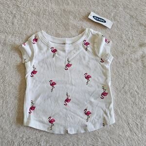 Old Navy NWT Baby 3-6m Printed Crew Neck Tee Shirt Pink Flamingo 100% Cotton